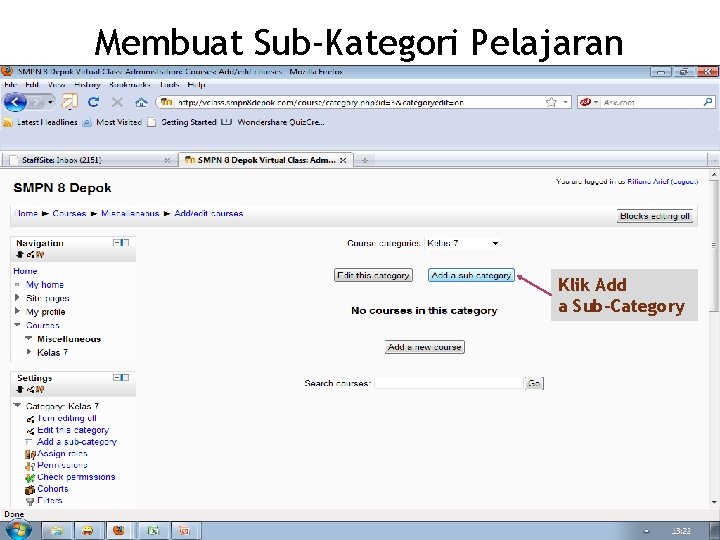 Membuat Sub-Kategori Pelajaran Klik Add a Sub-Category 