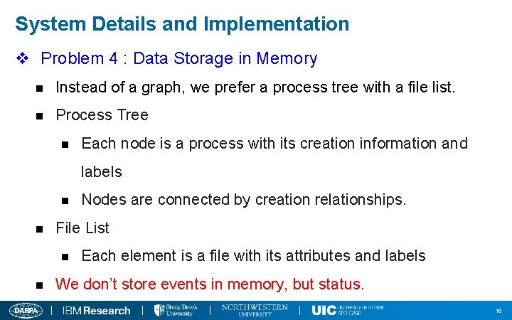 System Details and Implementation v Problem 4 : Data Storage in Memory n Instead