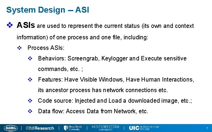 System Design -- ASI v ASIs are used to represent the current status (its