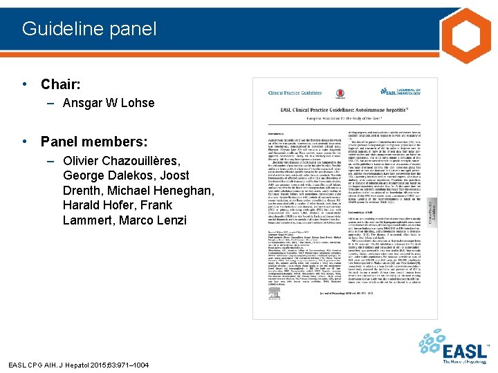 Guideline panel • Chair: – Ansgar W Lohse • Panel members: – Olivier Chazouillères,