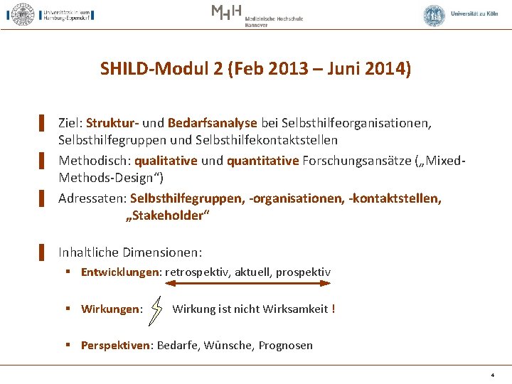 SHILD-Modul 2 (Feb 2013 – Juni 2014) ▌ Ziel: Struktur- und Bedarfsanalyse bei Selbsthilfeorganisationen,