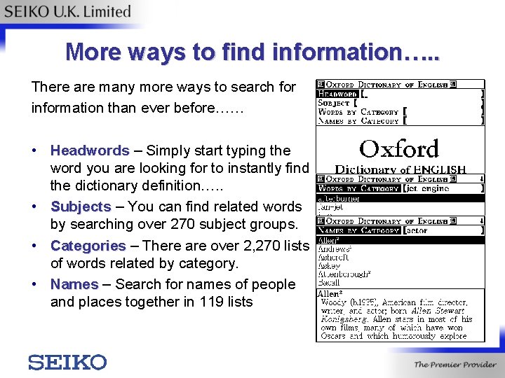 More ways to find information…. . There are many more ways to search for