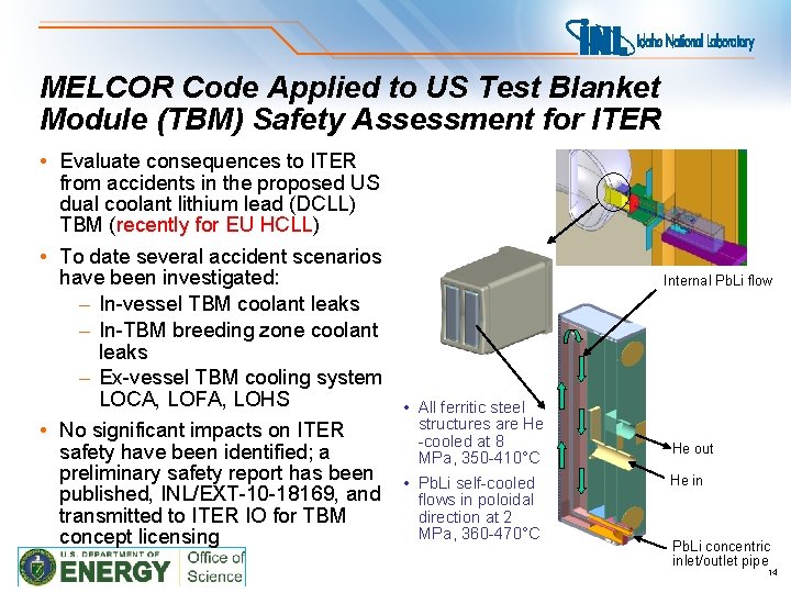 MELCOR Code Applied to US Test Blanket Module (TBM) Safety Assessment for ITER •