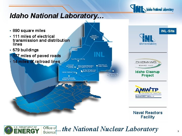 Idaho National Laboratory… • 890 square miles • 111 miles of electrical transmission and