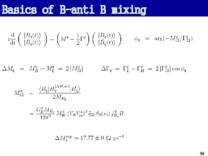 Basics of B-anti B mixing 36 