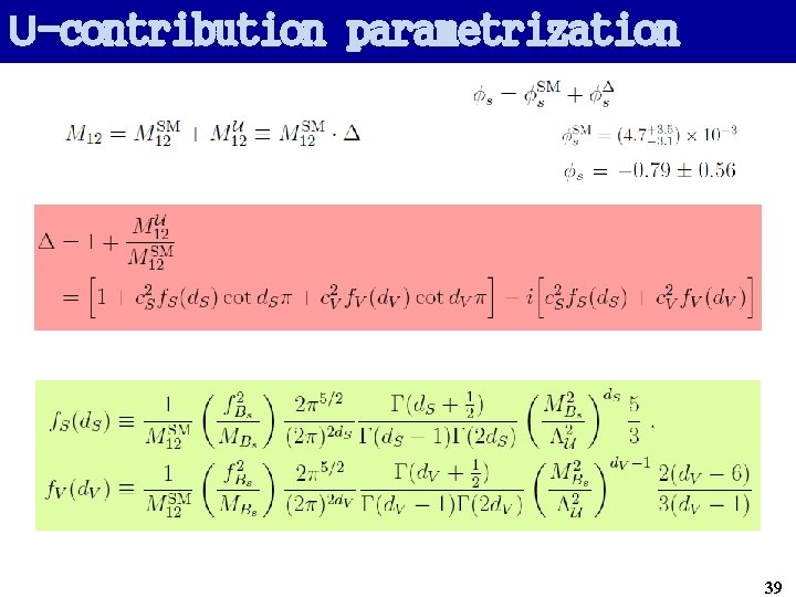 U-contribution parametrization 39 