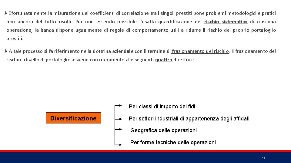 ØSfortunatamente la misurazione dei coefficienti di correlazione tra i singoli prestiti pone problemi metodologici