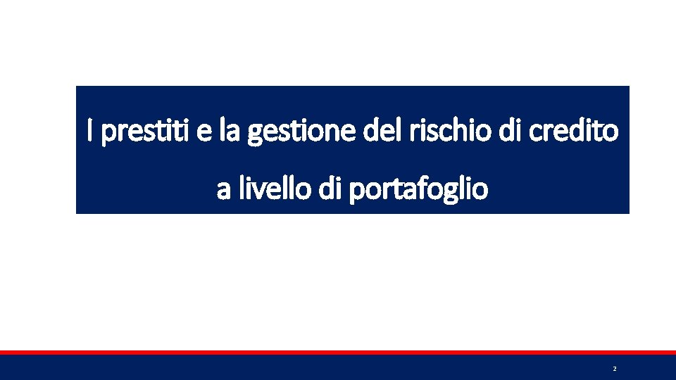 I prestiti e la gestione del rischio di credito a livello di portafoglio 2