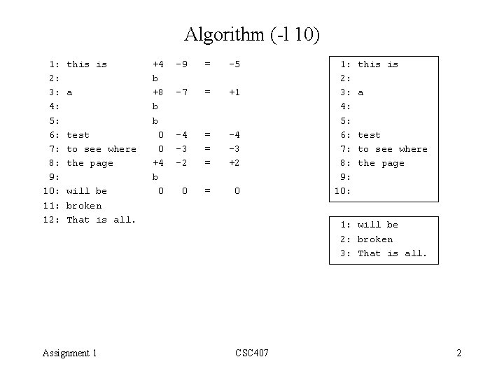 Algorithm (-l 10) 1: 2: 3: 4: 5: 6: 7: 8: 9: 10: 11: