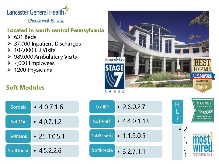 Located in south central Pennsylvania Ø 631 Beds Ø 37, 000 Inpatient Discharges Ø