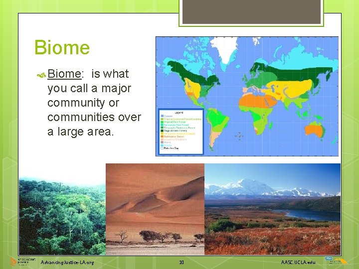 Biome Biome: is what you call a major community or communities over a large