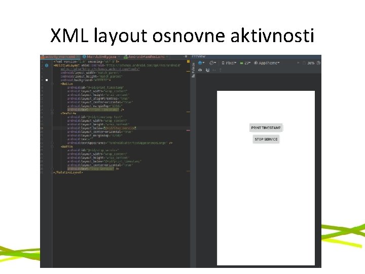 XML layout osnovne aktivnosti 