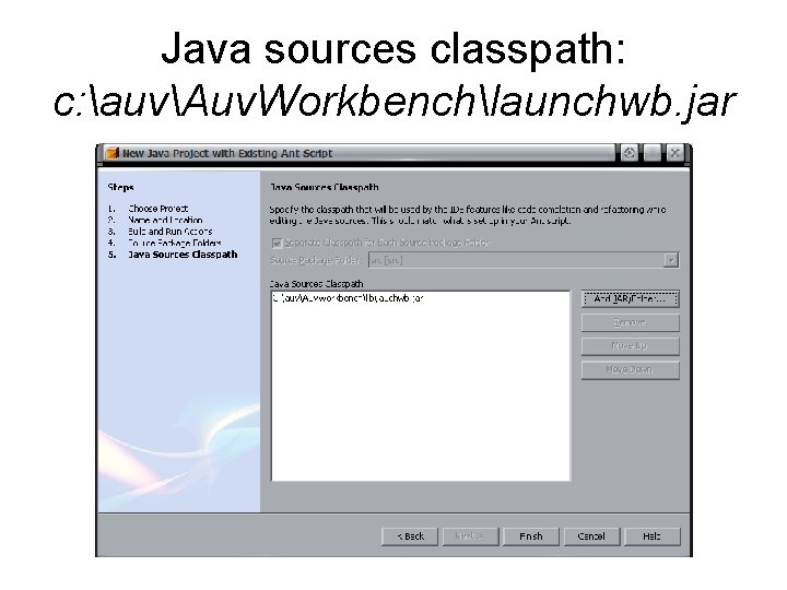 Java sources classpath: c: auvAuv. Workbenchlaunchwb. jar 