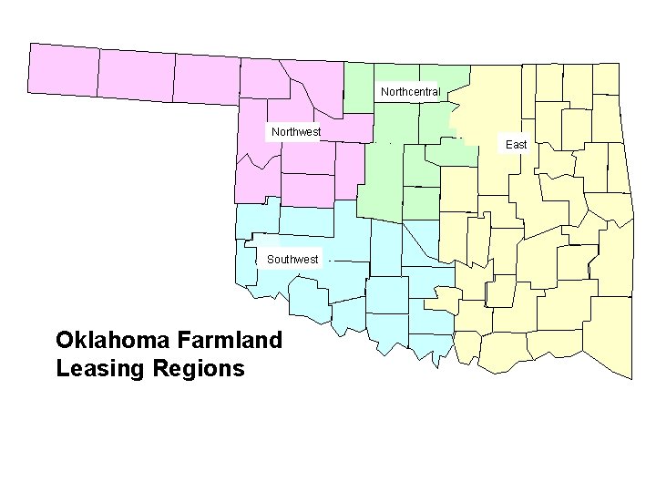 Northcentral Northwest East Southwest Oklahoma Farmland Leasing Regions 