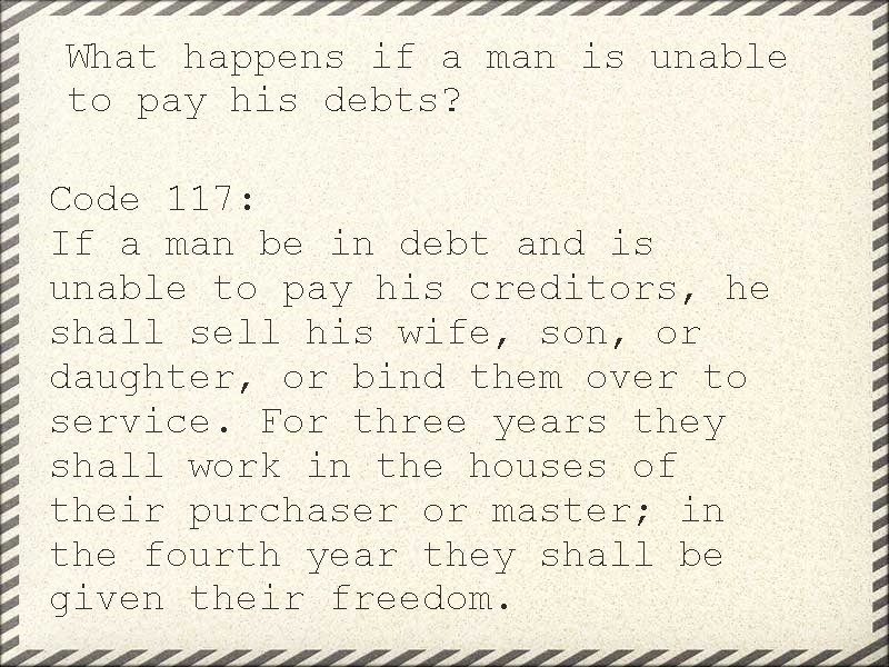 What happens if a man is unable to pay his debts? Code 117: If