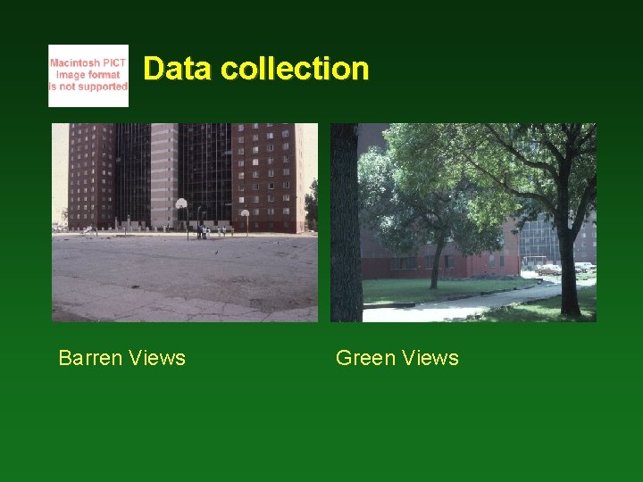 Data collection Barren Views Green Views 