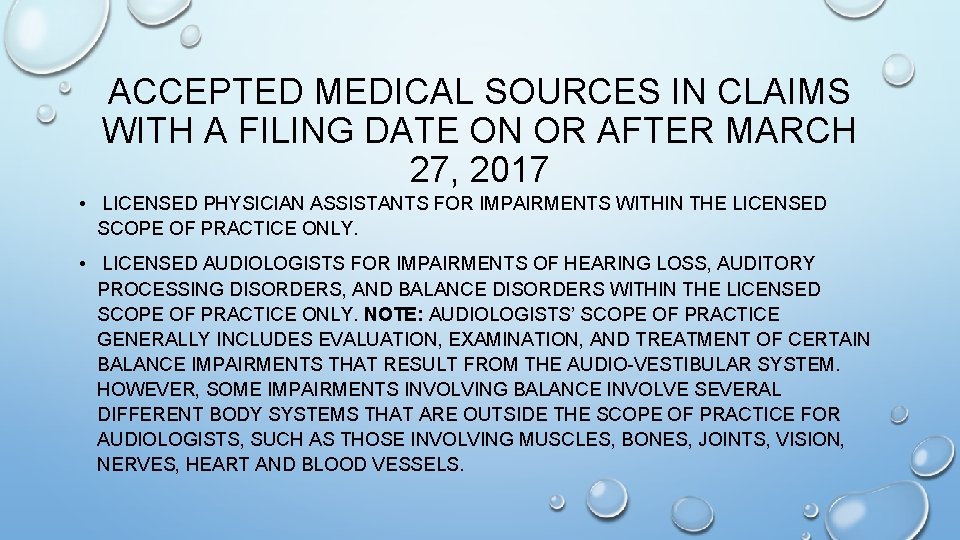 ACCEPTED MEDICAL SOURCES IN CLAIMS WITH A FILING DATE ON OR AFTER MARCH 27,