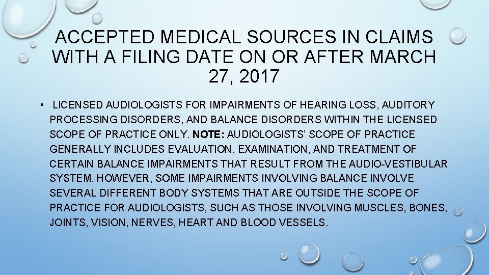ACCEPTED MEDICAL SOURCES IN CLAIMS WITH A FILING DATE ON OR AFTER MARCH 27,