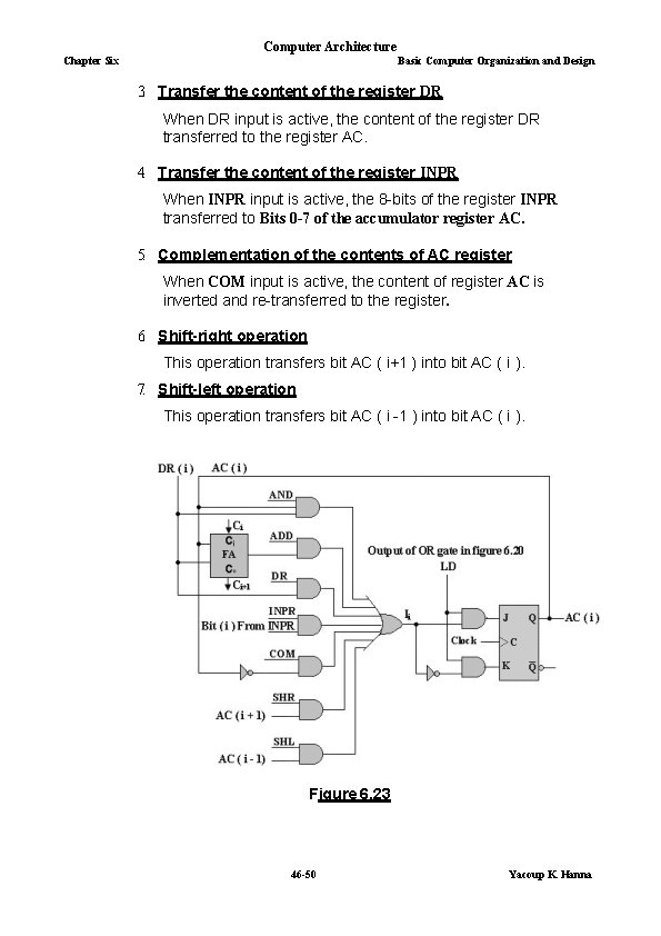 Computer Architecture Chapter Six Basic Computer Organization and Design 3. Transfer the content of