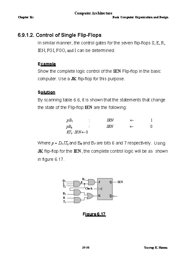 Computer Architecture Chapter Six Basic Computer Organization and Design 6. 9. 1. 2. Control