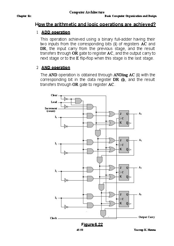 Computer Architecture Chapter Six Basic Computer Organization and Design How the arithmetic and logic