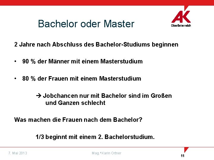 Bachelor oder Master 2 Jahre nach Abschluss des Bachelor-Studiums beginnen • 90 % der