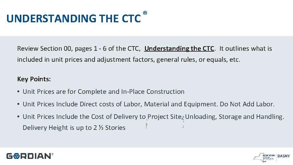 ® UNDERSTANDING THE CTC Review Section 00, pages 1 - 6 of the CTC,