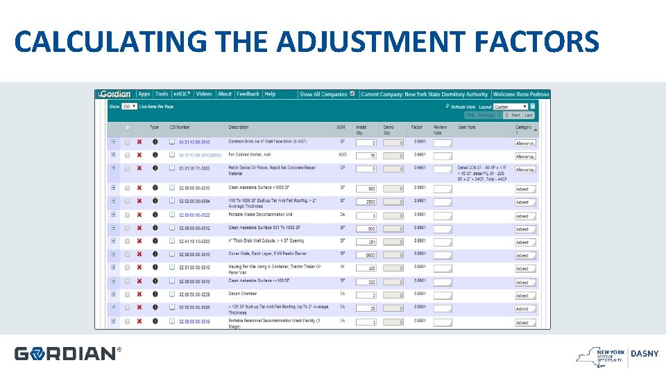 CALCULATING THE ADJUSTMENT FACTORS 
