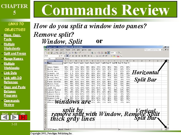 CHAPTER 5 LINKS TO OBJECTIVES • Move, Copy, Paste • Multiple Worksheets • Split