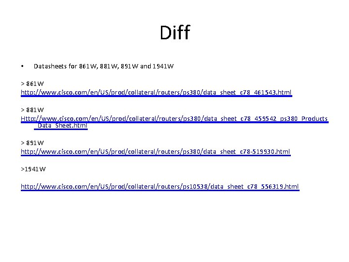 Diff • Datasheets for 861 W, 881 W, 891 W and 1941 W >