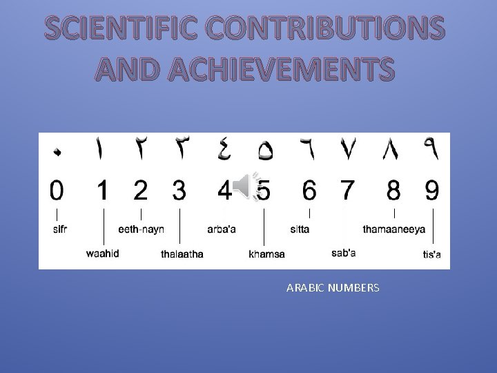 SCIENTIFIC CONTRIBUTIONS AND ACHIEVEMENTS ARABIC NUMBERS 