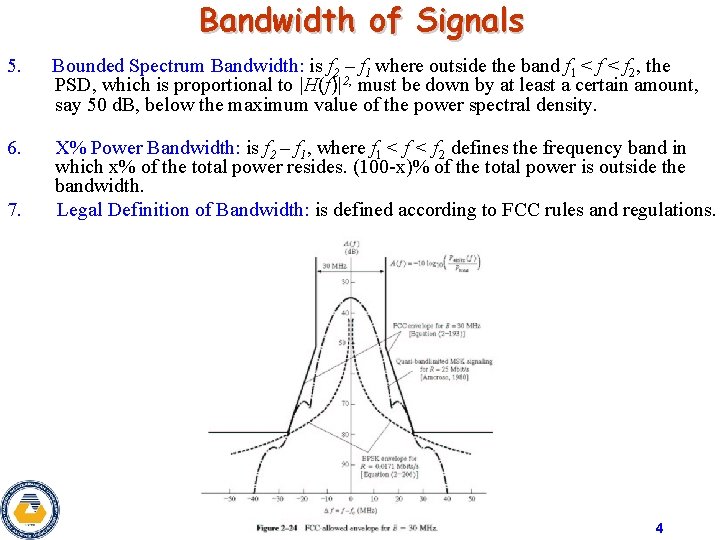 Bandwidth of Signals 5. Bounded Spectrum Bandwidth: is f 2 – f 1 where Bandwidth of Signals 5. Bounded Spectrum Bandwidth: is f 2 – f 1 where