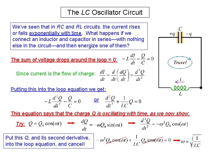 The LC Oscillator Circuit We’ve seen that in RC and RL circuits, the current