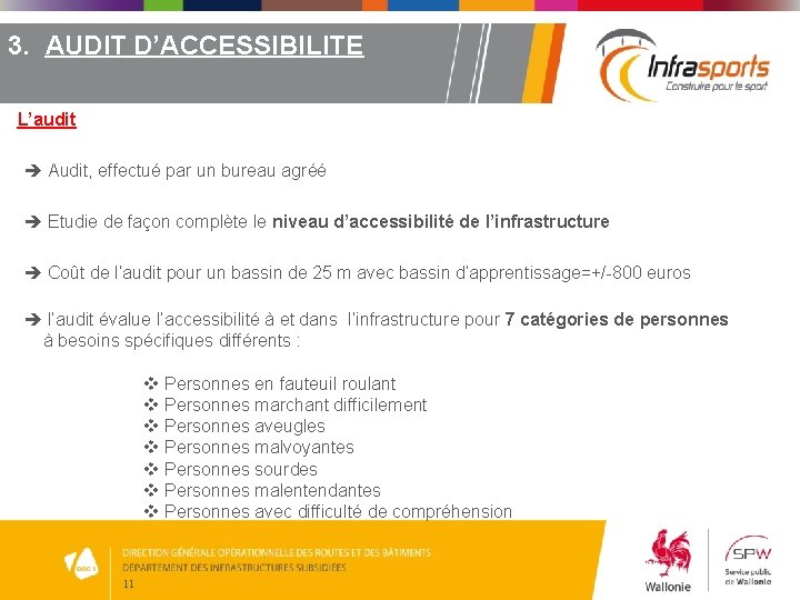 3. AUDIT D’ACCESSIBILITE L’audit Audit, effectué par un bureau agréé Etudie de façon complète