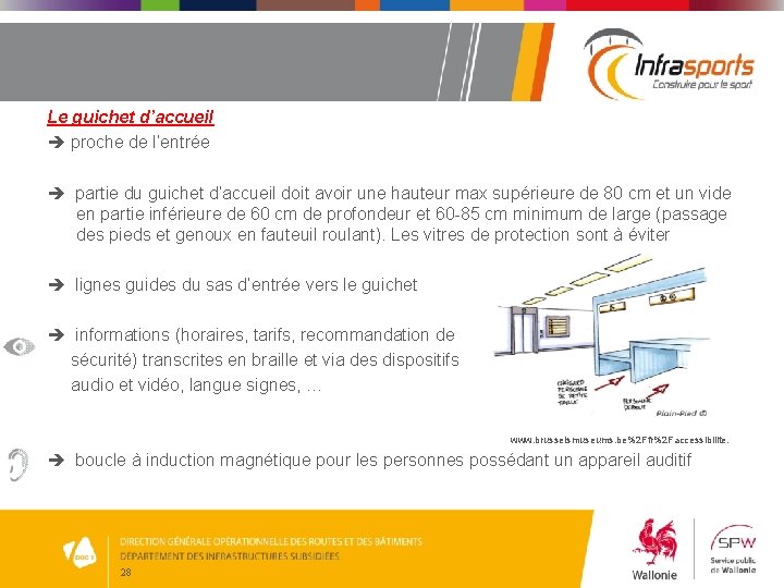 Le guichet d’accueil proche de l’entrée partie du guichet d’accueil doit avoir une hauteur