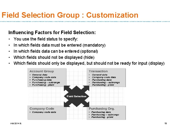 Field Selection Group : Customization Influencing Factors for Field Selection: • • • You