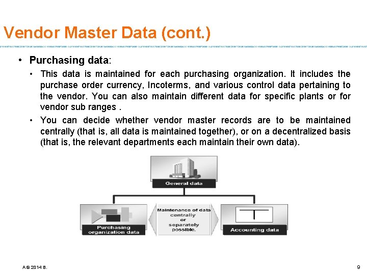 Vendor Master Data (cont. ) • Purchasing data: • This data is maintained for