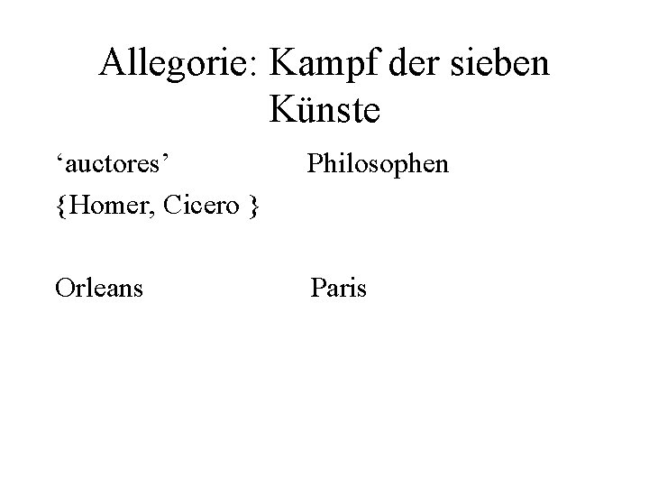 Allegorie: Kampf der sieben Künste ‘auctores’ {Homer, Cicero } Philosophen Orleans Paris 