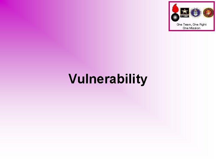 One Team, One Fight One Mission Vulnerability 
