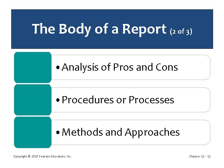 The Body of a Report (2 of 3) • Analysis of Pros and Cons