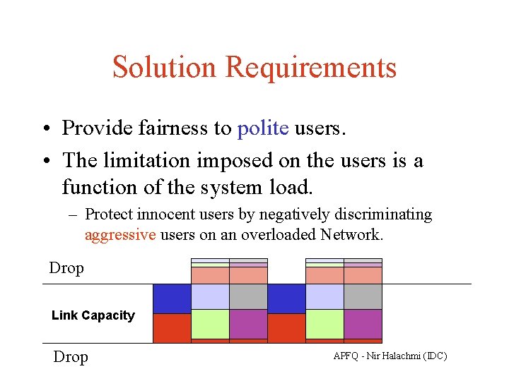 Solution Requirements • Provide fairness to polite users. • The limitation imposed on the