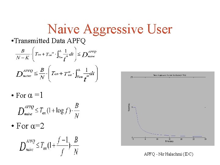 Naive Aggressive User • Transmitted Data APFQ • For α =1 • For α=2