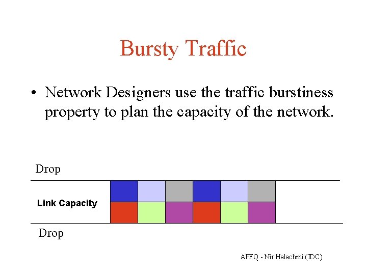 Bursty Traffic • Network Designers use the traffic burstiness property to plan the capacity