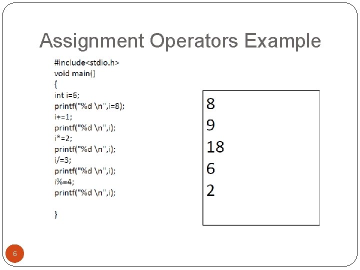 Assignment Operators Example 6 