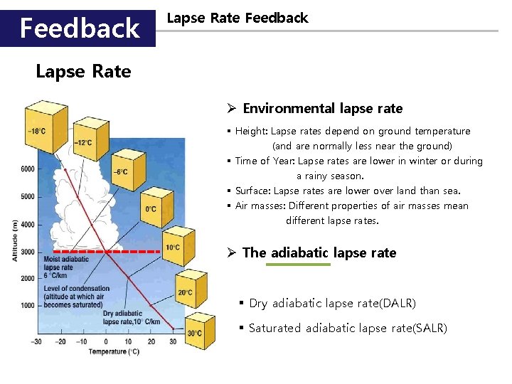 Feedback Lapse Rate Ø Environmental lapse rate § Height: Lapse rates depend on ground