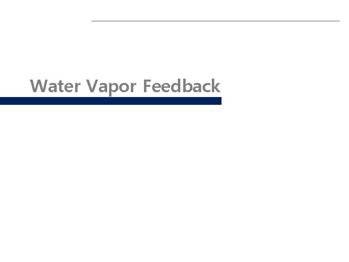 Water Vapor Feedback 