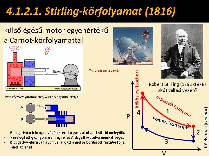 4. 1. 2. 1. Stirling-körfolyamat (1816) https: //www. youtube. com/watch? v=agxnm. PFFNyc A B