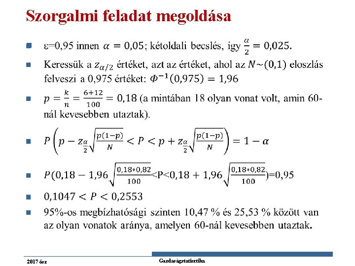 Szorgalmi feladat megoldása n 2017 ősz Gazdaságstatisztika 