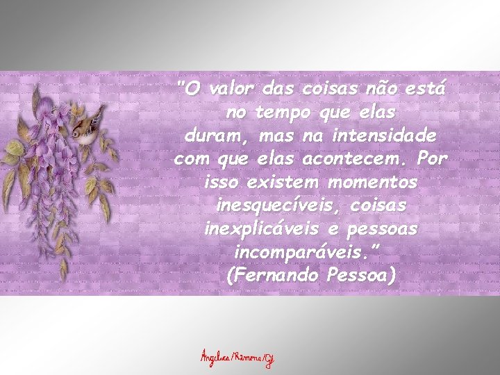 "O valor das coisas não está no tempo que elas duram, mas na intensidade
