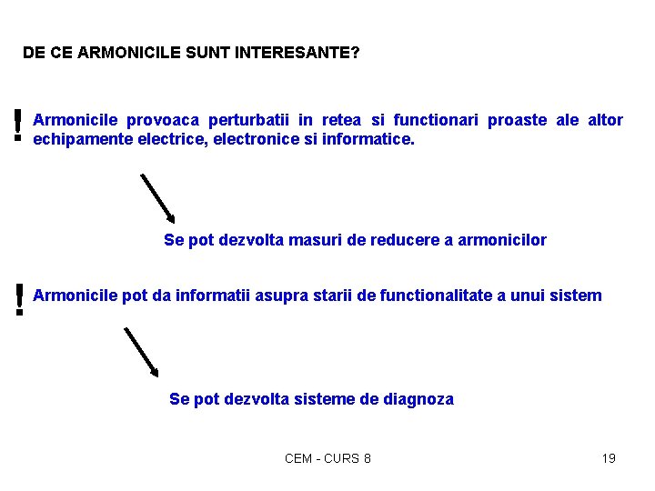 DE CE ARMONICILE SUNT INTERESANTE? ! Armonicile provoaca perturbatii in retea si functionari proaste DE CE ARMONICILE SUNT INTERESANTE? ! Armonicile provoaca perturbatii in retea si functionari proaste